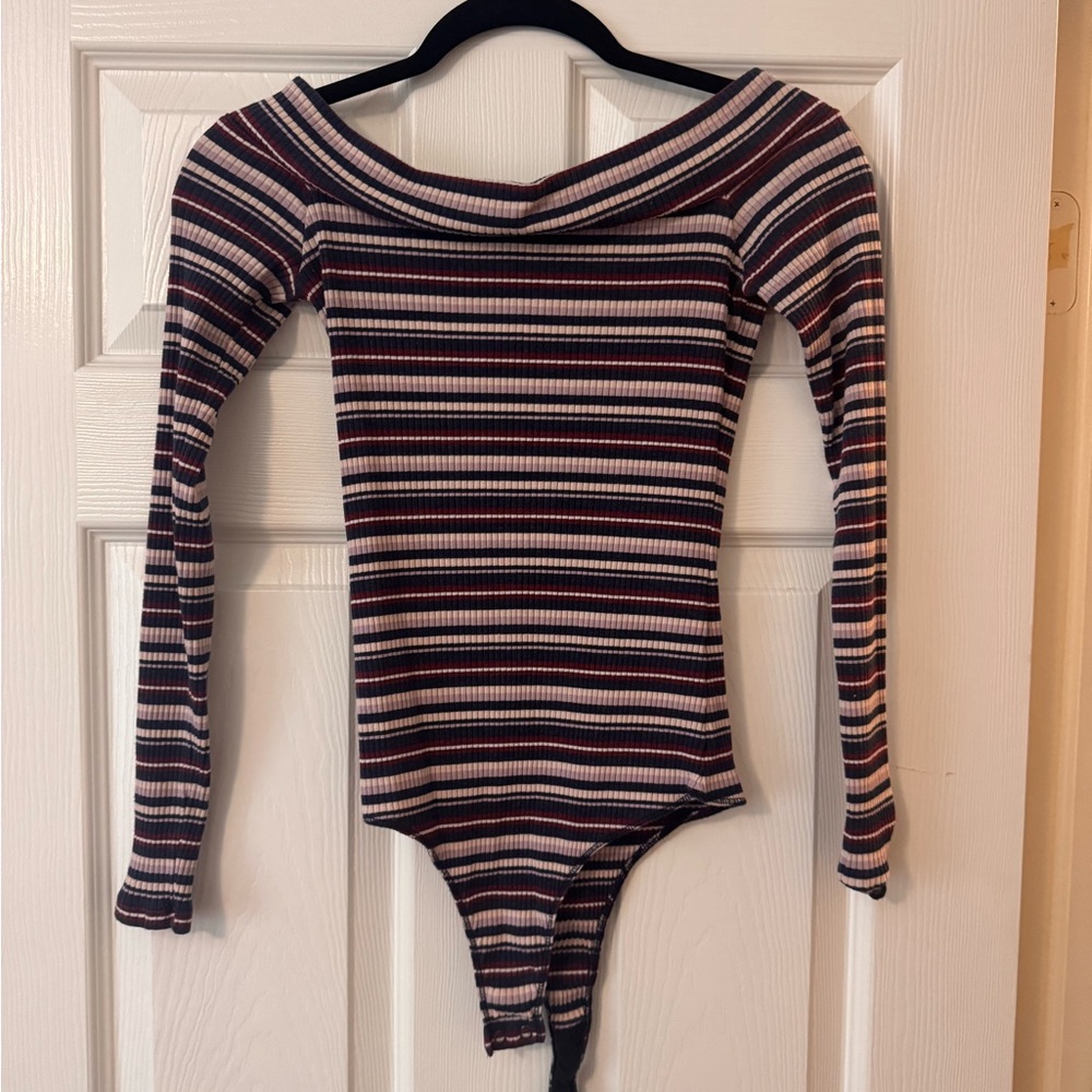 Hollister Navy and Pink Striped Kids Bodysuit